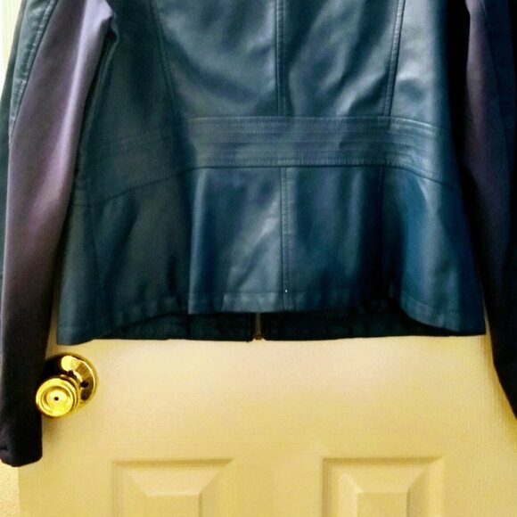 NY&C FAUX LEATHER BLUE JACKET NEW YORK COMPANY SIZE L - Picture 2 of 6